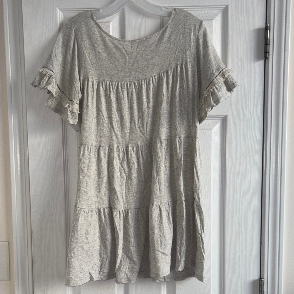 Gray Ruffle Sleeve Dress - Picture 2 of 2